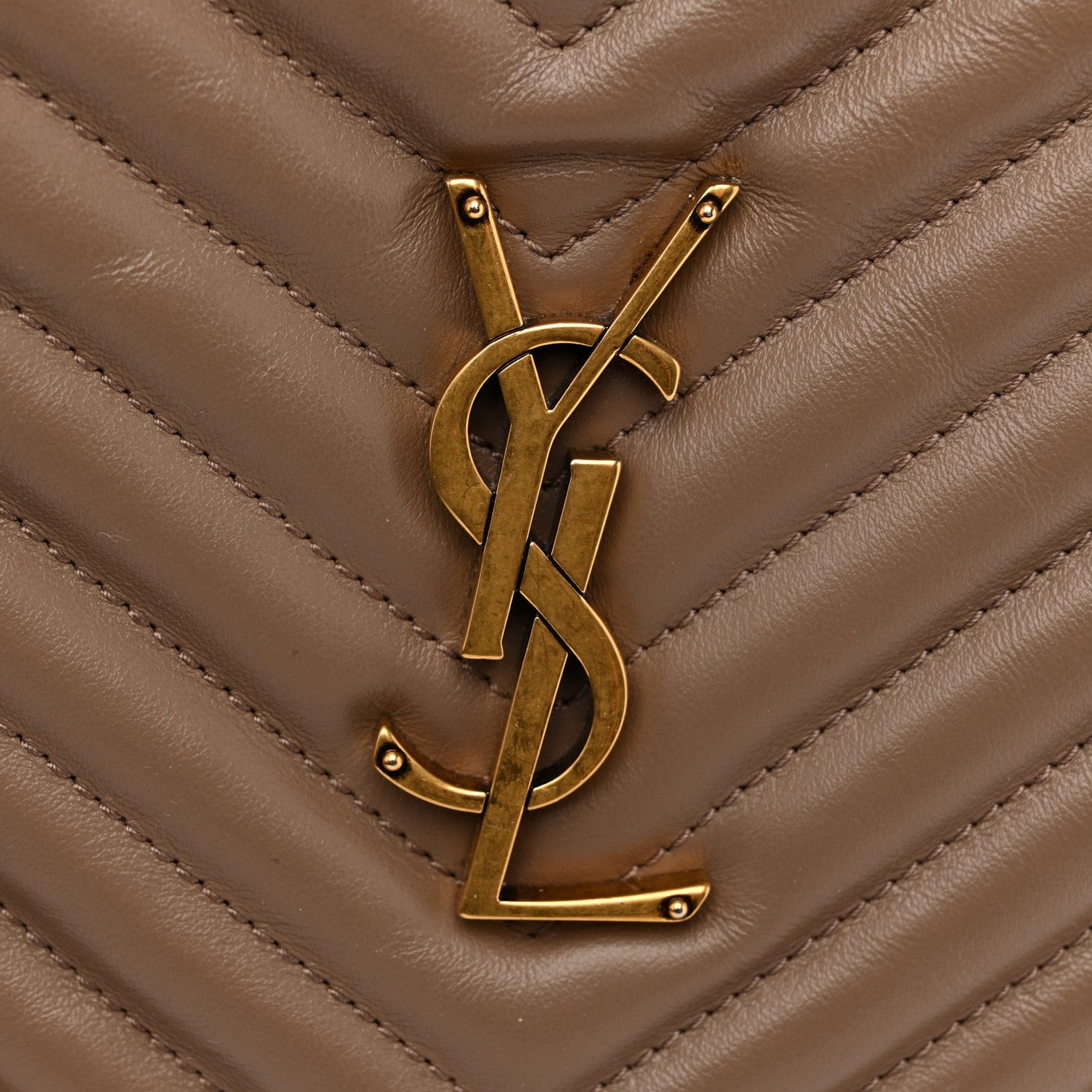 Saint Laurent Calfskin Matelasse Monogram Lou Camera Bag Dark Beige 12 of 14