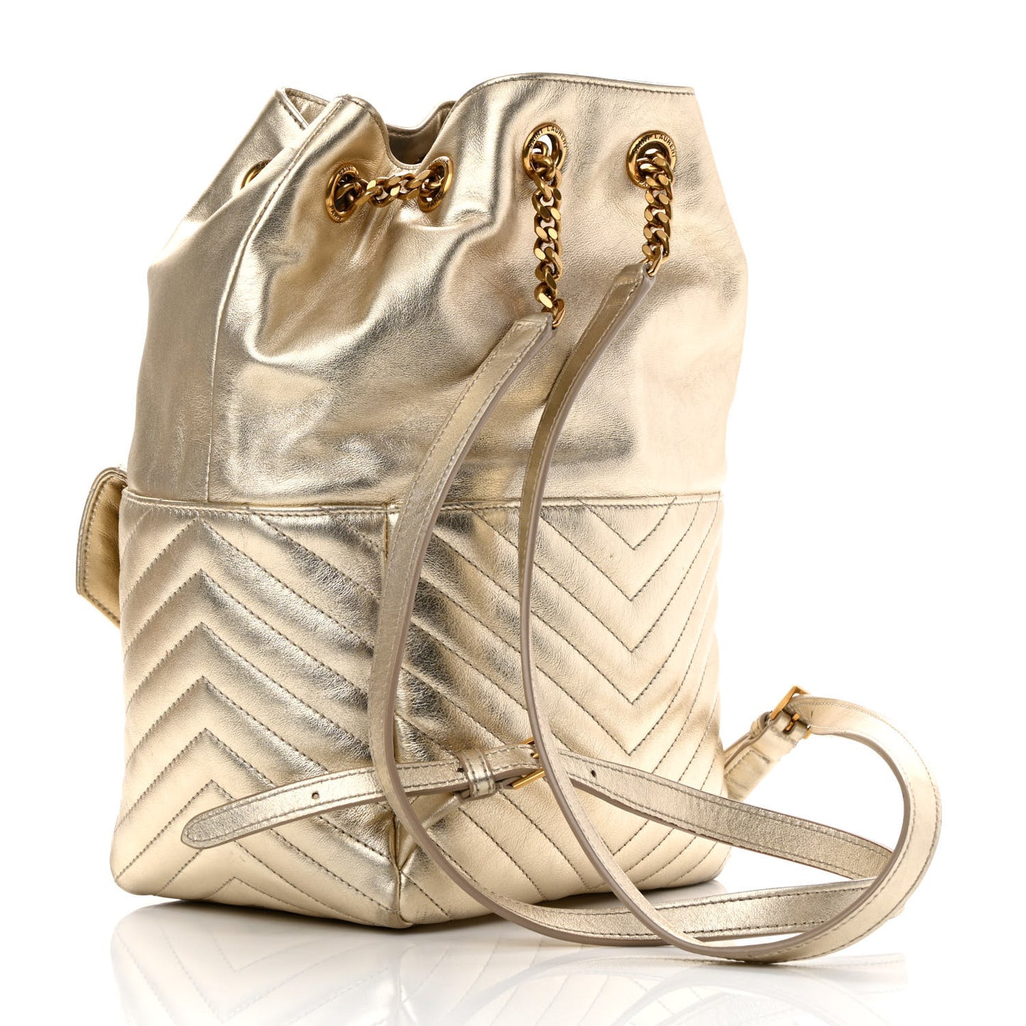 Lambskin Matelasse Monogram Joe Backpack Pale Gold