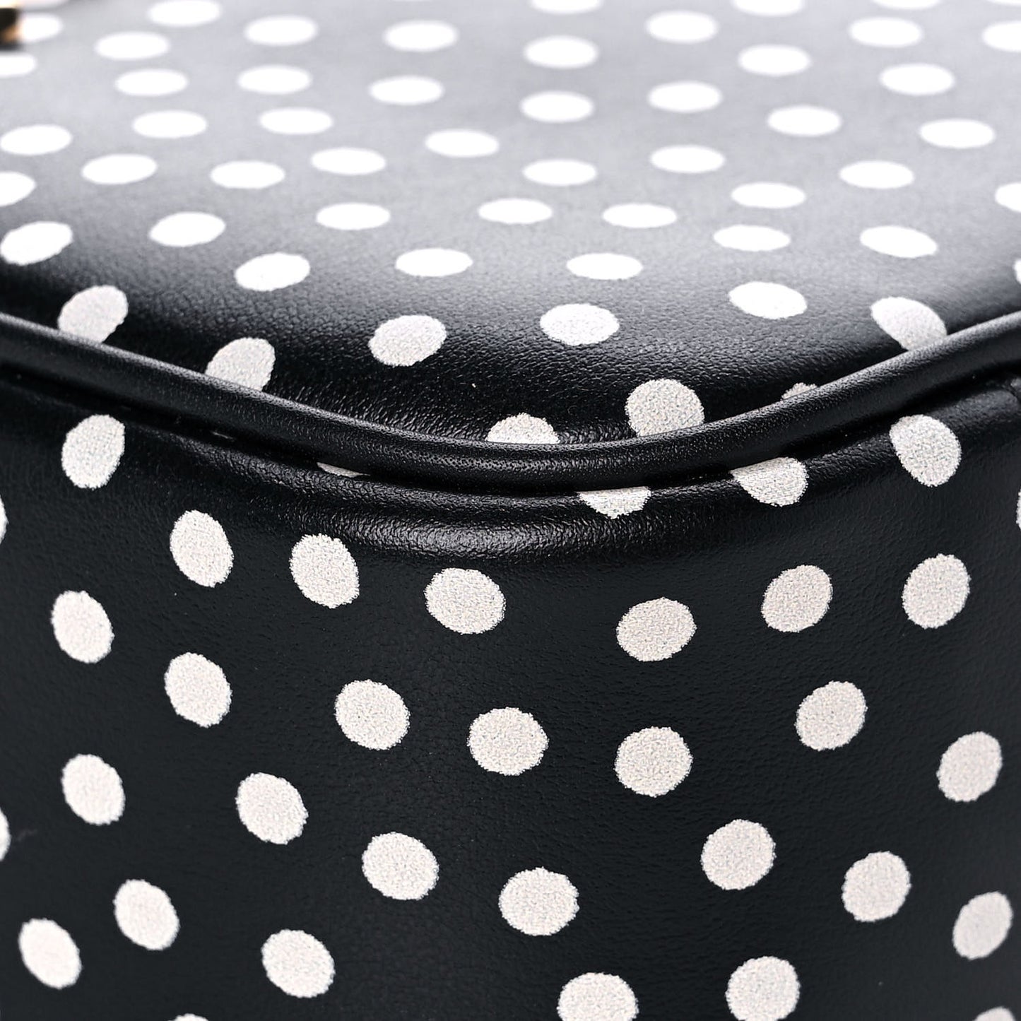 Calfskin Printed Polka Dot Mini Lou Camera Bag Black Crema Soft