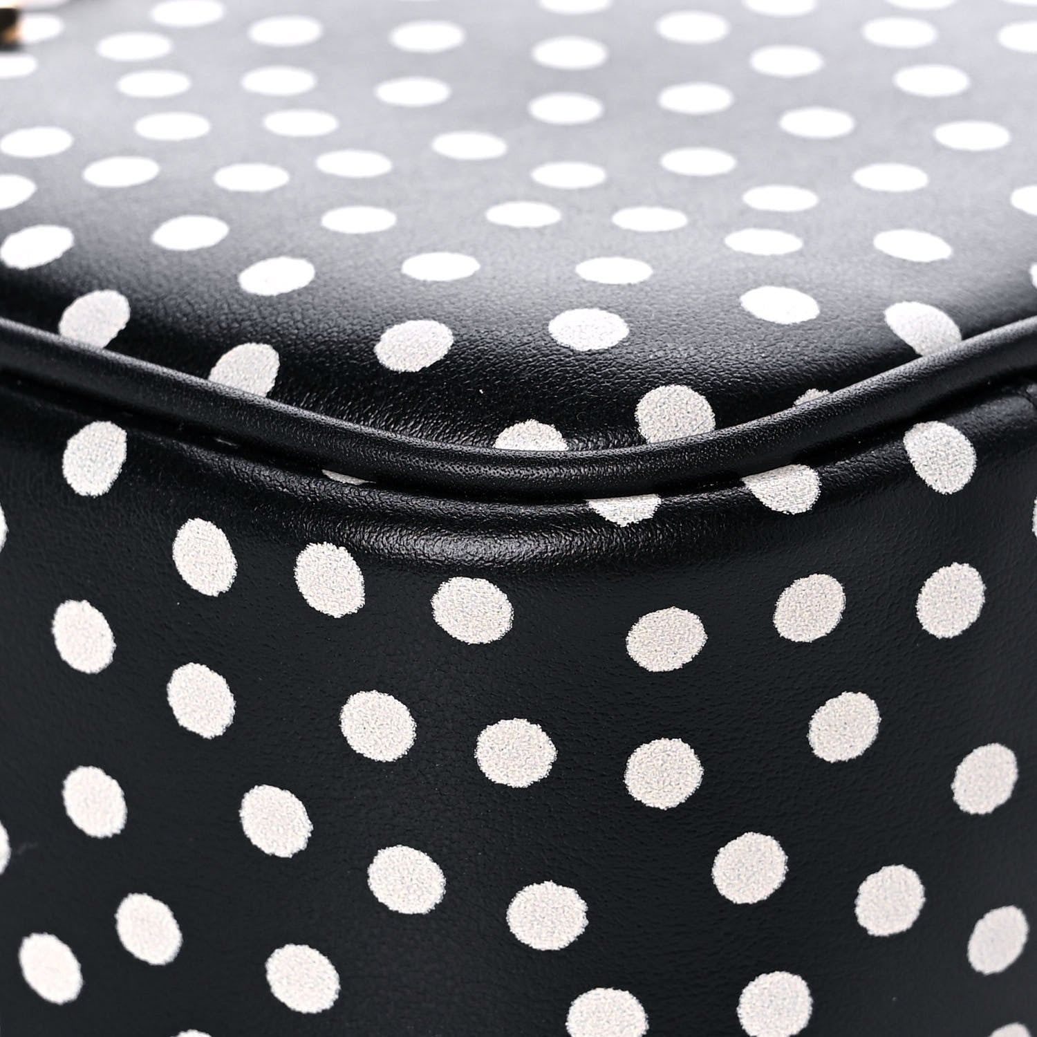 Saint Laurent Calfskin Printed Polka Dot Mini Lou Camera Bag Black Crema Soft 10 of 13