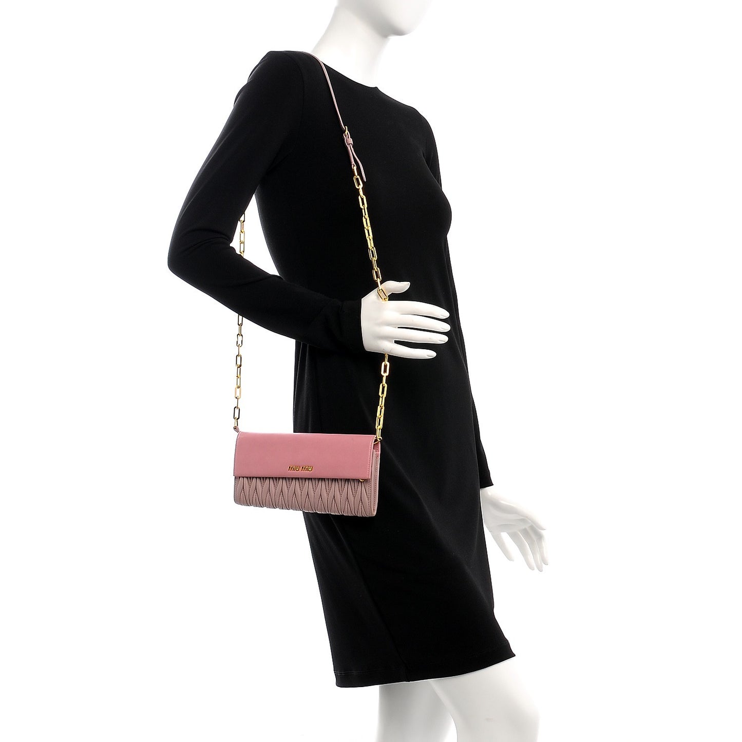 Nappa Matelasse Bi-Color Wallet On Chain Rosa Mughetto
