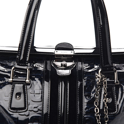 Gucci Patent Horsebit Embossed Treasure Boston Black Blue 8 of 8