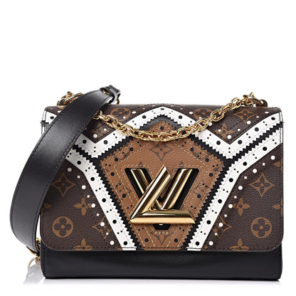 Louis Vuitton Veau Satin Monogram Twist Shoulder Bag MM Black 1 of 12
