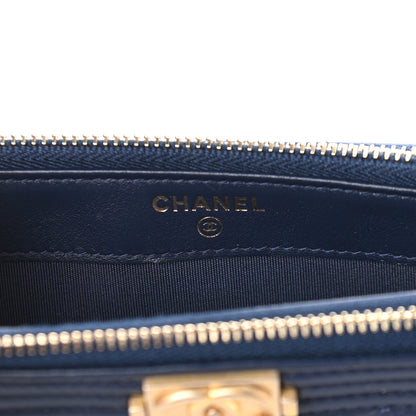 Chanel Lambskin Quilted Small Boy Clutch With Chain Navy 5 of 9