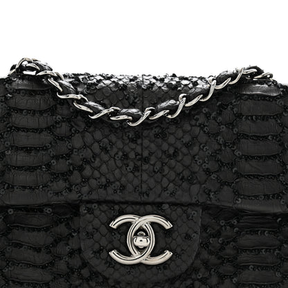 Chanel Metallic Snakeskin Sequin Flap Black 8 of 14