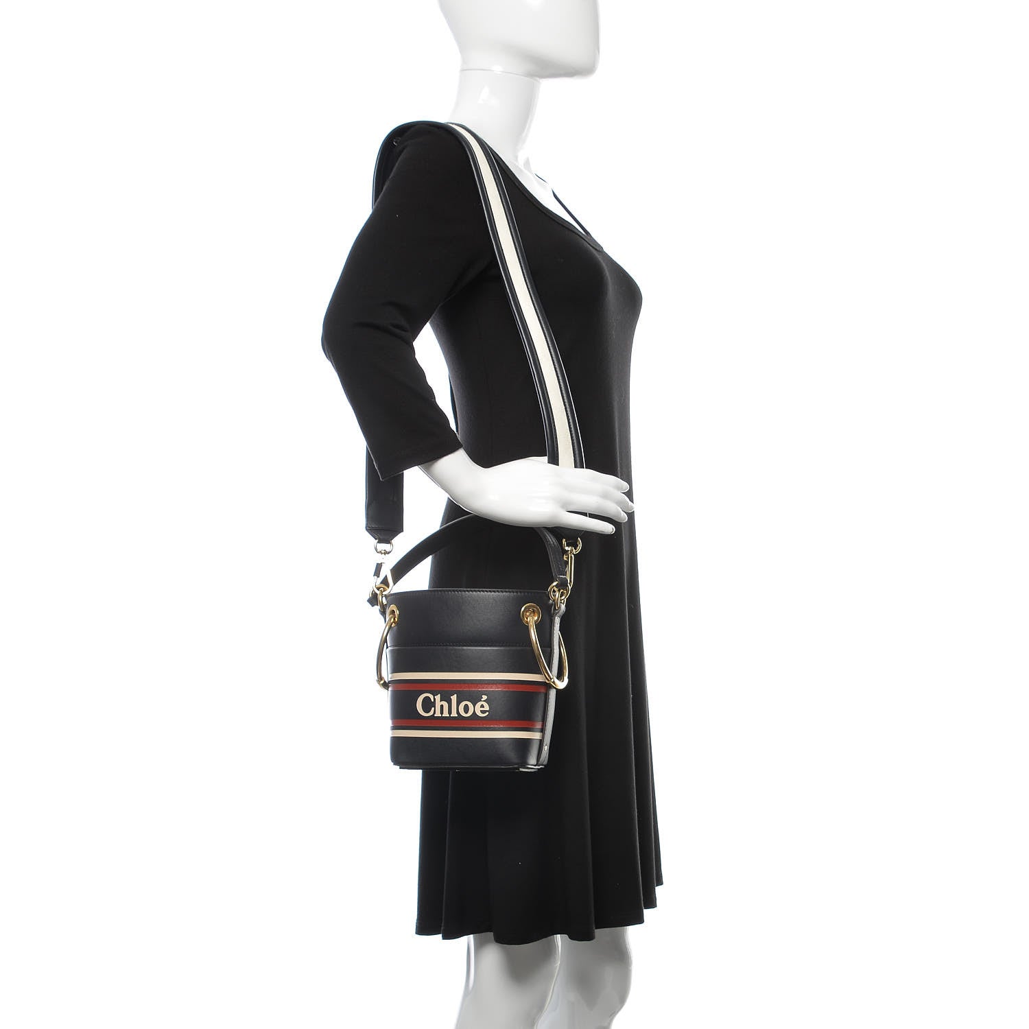 Chloe Smooth Calfskin Logo Mini Roy Bucket Bag Full Blue 2 of 9