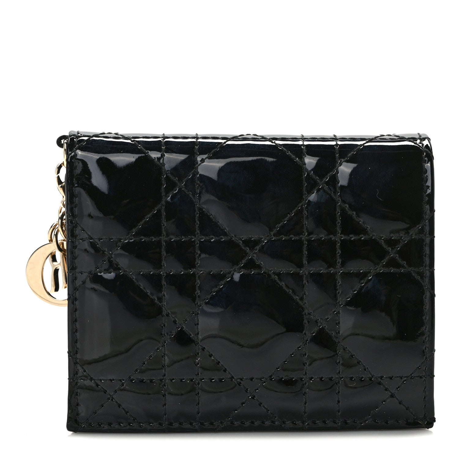 Christian Dior CHRISTIAN DIOR Patent Cannage Mini Lady Dior Wallet Black 1 of 7