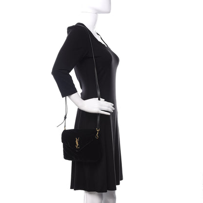 Saint Laurent Velvet Y Quilted Monogram Toy Loulou Chain Satchel French Black 2 of 10