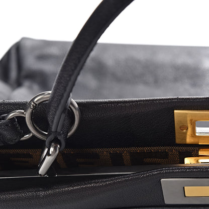 Fendi Goatskin Zucca Large Peekaboo Iconic Satchel Black Tobacco 10 of 16