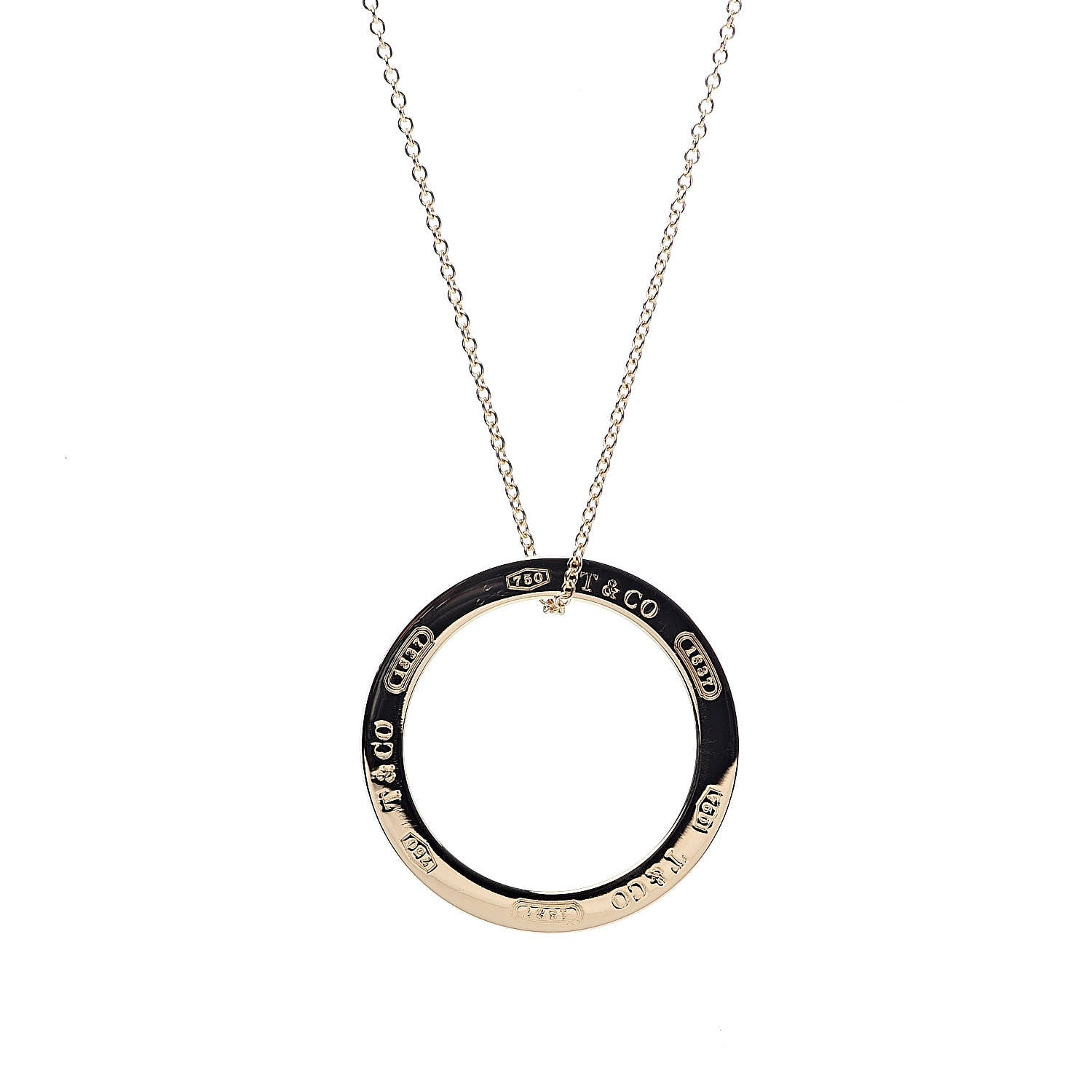 Tiffany 18K Yellow Gold 1837 Circle Pendant Necklace 4 of 7