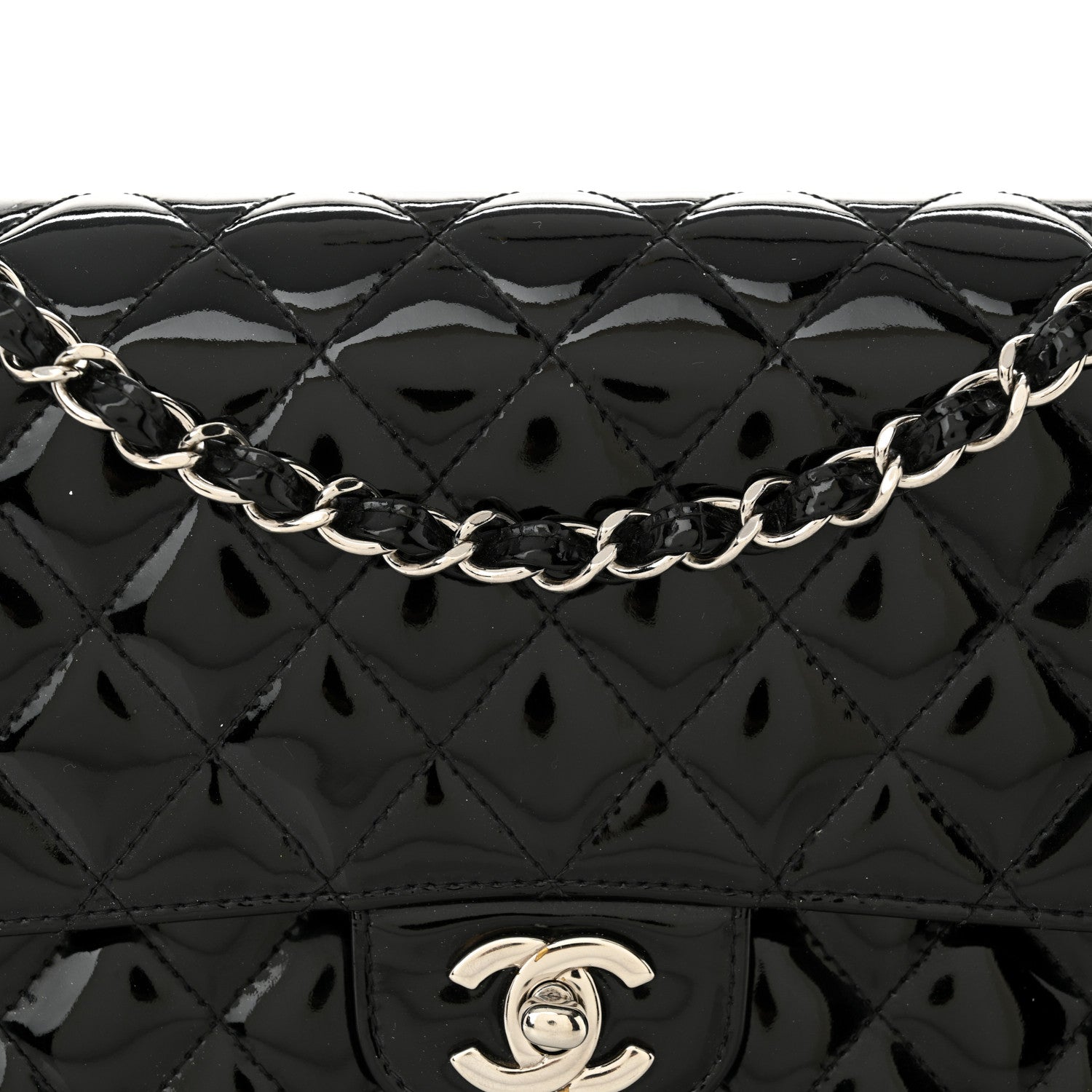Chanel Patent Quilted Medium Double Flap Black 8 of 14