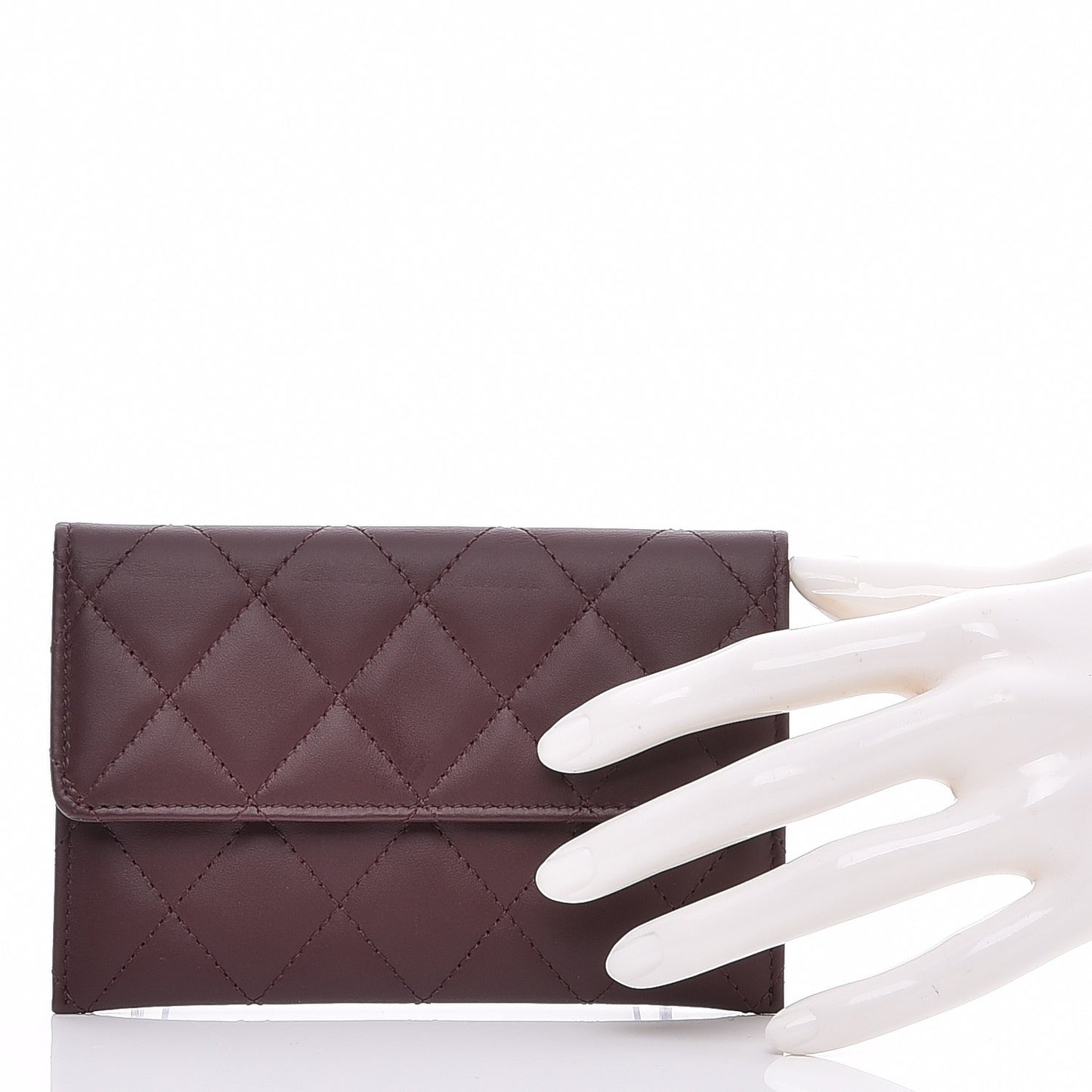 Lambskin Quilted Wallet On Removable Chain Insert Burgundy