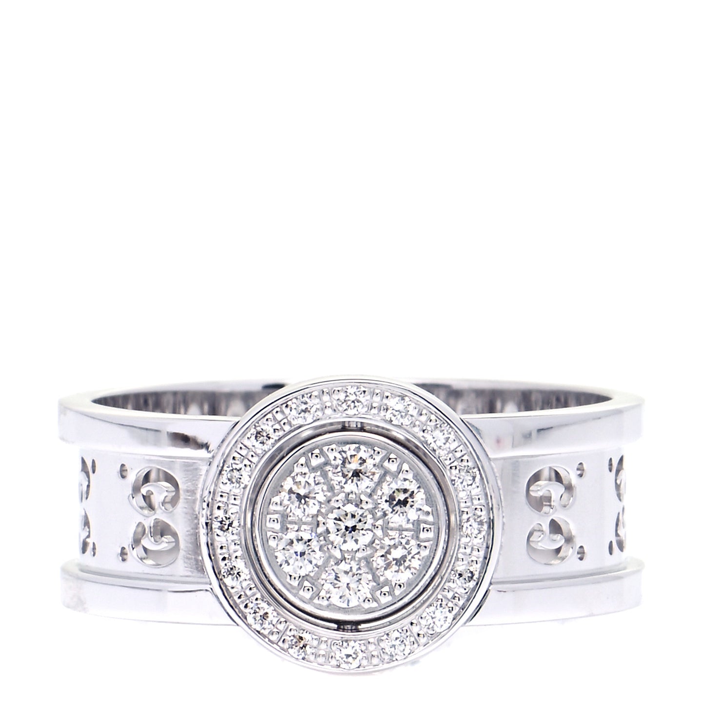 18K White Gold Diamond 10mm Icon Twirl Band Ring 54 7