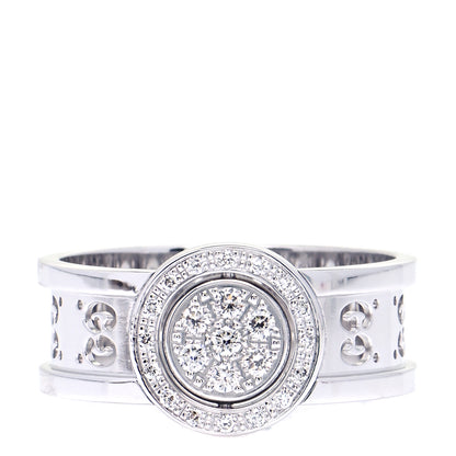 Gucci 18K White Gold Diamond 10mm Icon Twirl Band Ring 54 7 1 of 7