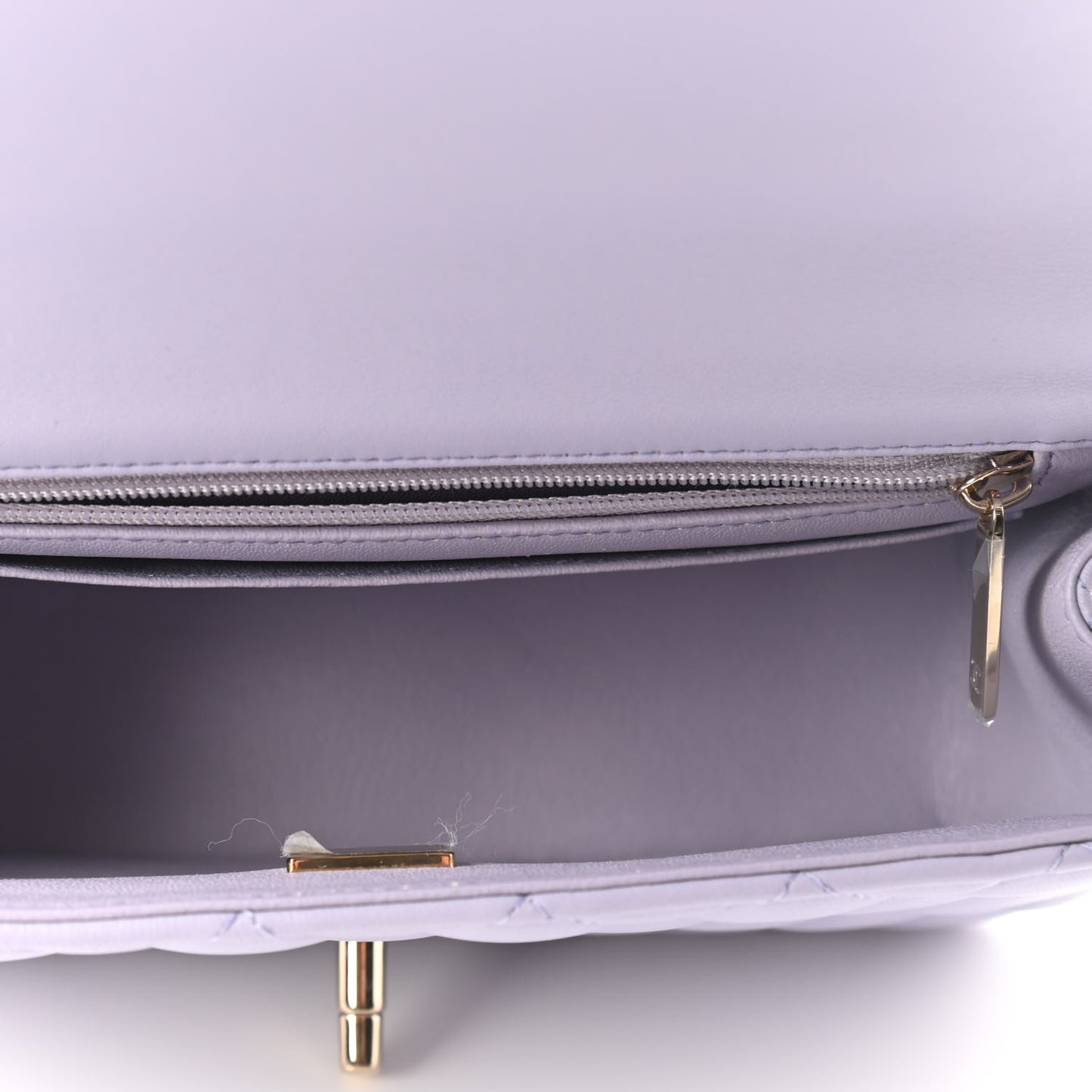 Lambskin Quilted Mini Top Handle Rectangular Flap Light Purple