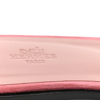 Hermes Suede Goatskin Crystal Powder Oran Sandals 38.5 Bois De Rose 10 of 10