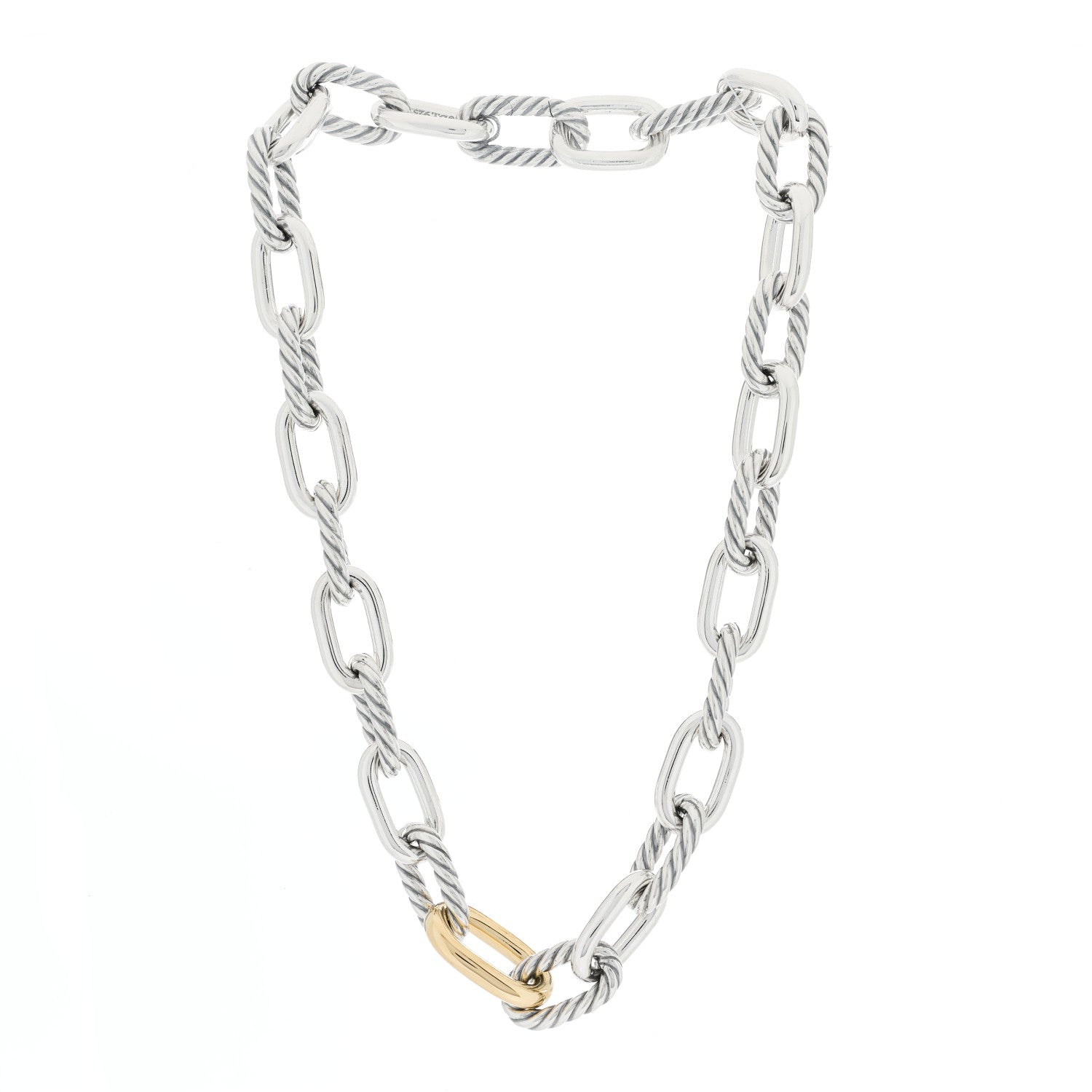 David Yurman Sterling Silver 18K Yellow Gold 13.5mm Madison Link Necklace 2 of 3