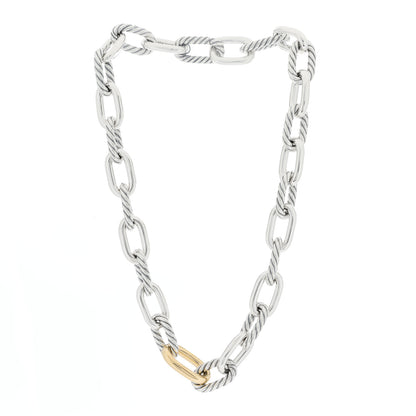 David Yurman Sterling Silver 18K Yellow Gold 13.5mm Madison Link Necklace 2 of 3