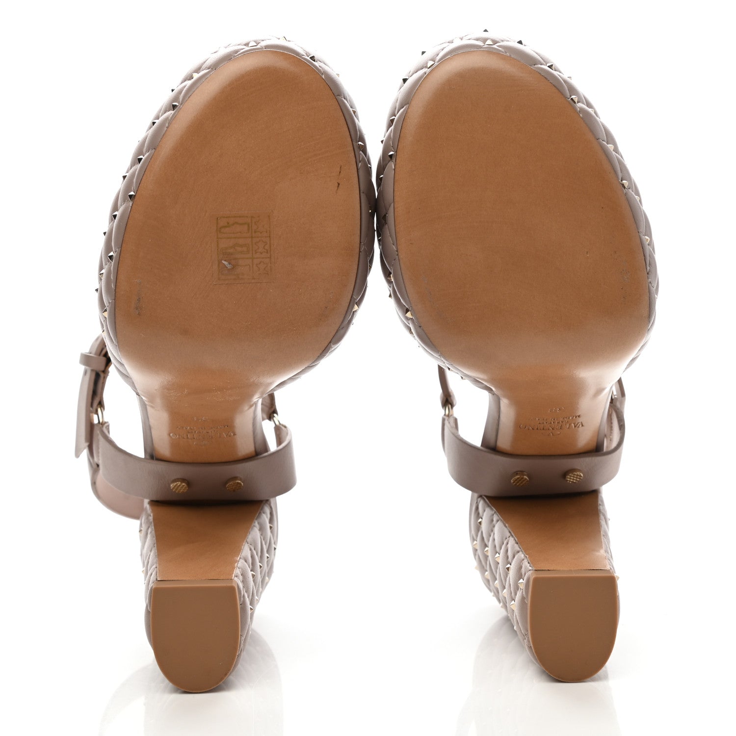 Valentino Garavani Calfskin Rockstud Spike Ankle Strap Sandals 39 Poudre 5 of 8