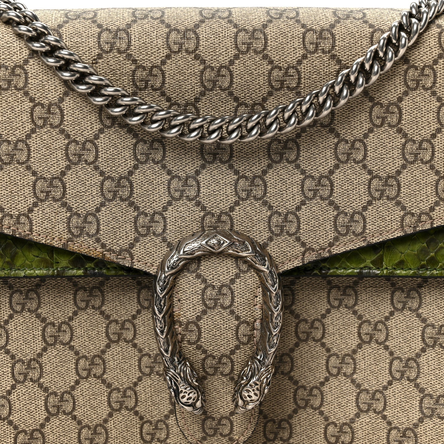 GG Supreme Monogram Snakeskin Medium Dionysus Shoulder Bag Green
