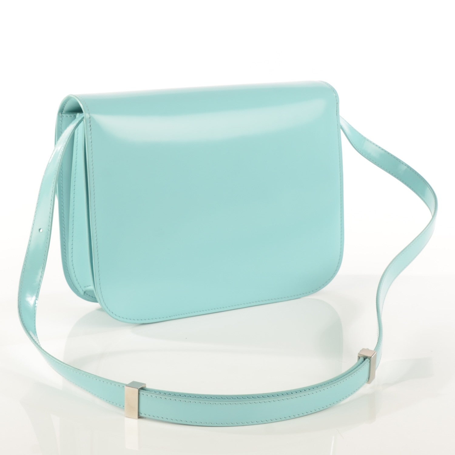 Celine Spazzolato Calfskin Classic Box Medium Flap Bag Azur 3 of 8