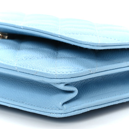 Chanel Caviar Quilted Wallet on Chain WOC Light Blue 10 of 10
