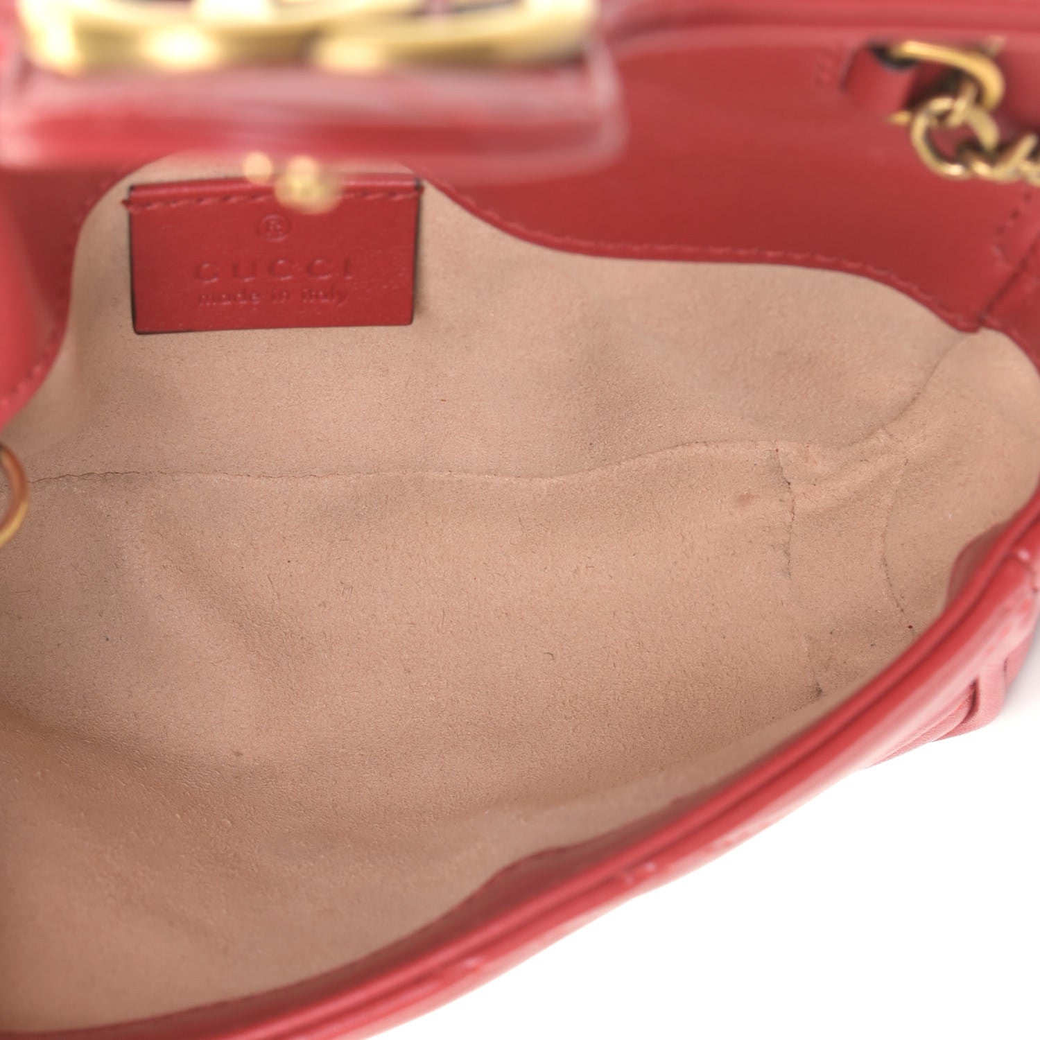 Gucci Calfskin Matelasse Super Mini GG Marmont Shoulder Bag Hibiscus Red 7 of 11