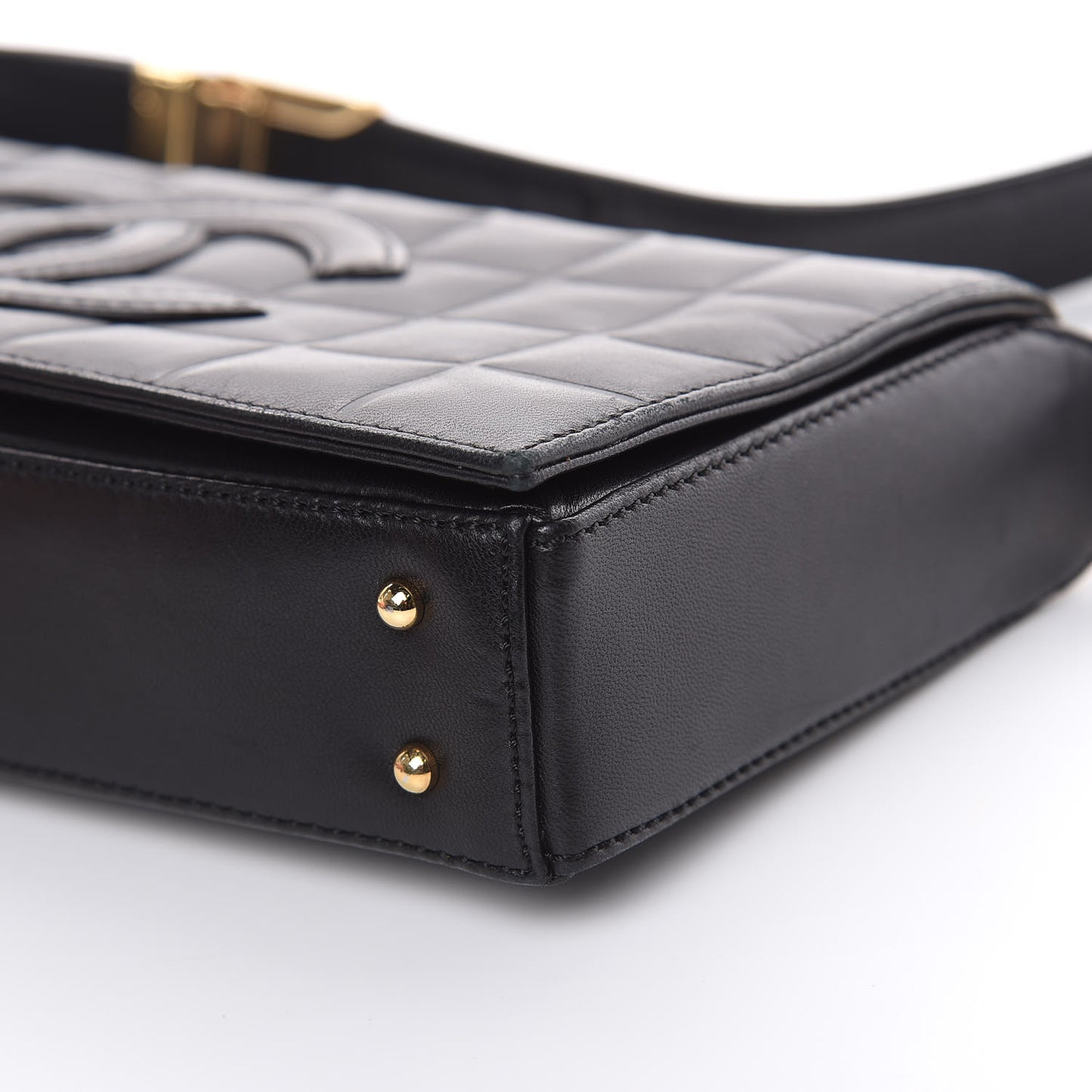 Lambskin Quilted CC Chocolate Bar Flap Black