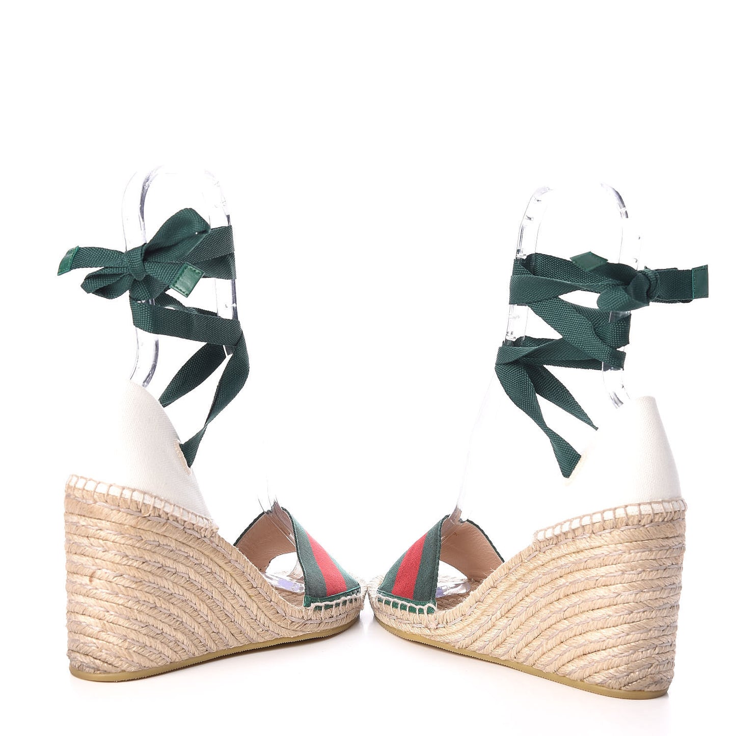 Canvas Malaga Kid Web Ankle Wrap Espadrille Wedge Sandals 38.5 Green Red Mystic White Emerald