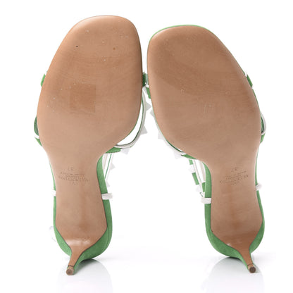 Valentino Garavani Suede Free Rockstud Crisscross Ankle Strap Low Heel Sandals 37 Peppermint White 5 of 7