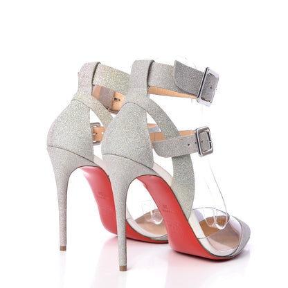 Christian Louboutin Glitter PVC Sunest Multimiss 100 Ankle Strap Pumps 39 AB 4 of 7