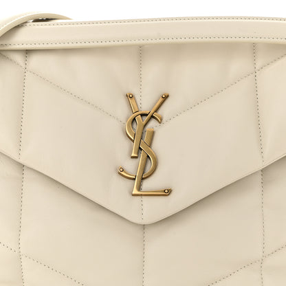 Saint Laurent Lambskin Quilted Medium Loulou Puffer Monogram Chain Satchel Crema Soft 8 of 10