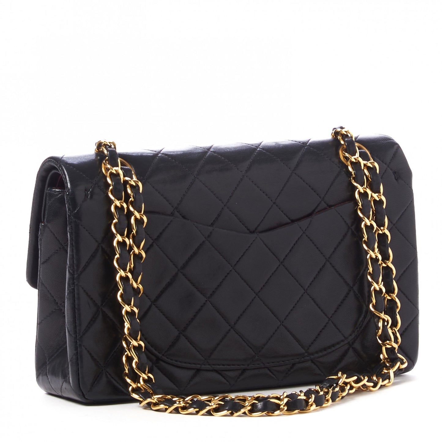 Lambskin Quilted Small Double Flap Black
