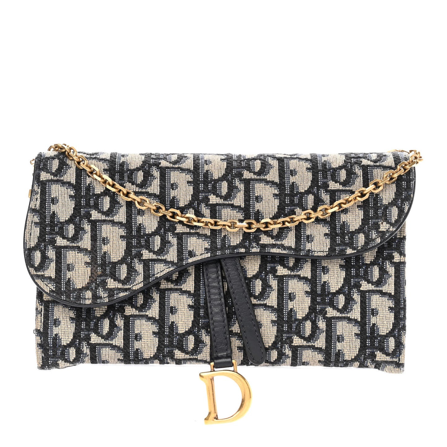 Oblique Saddle Chain Long Wallet Blue