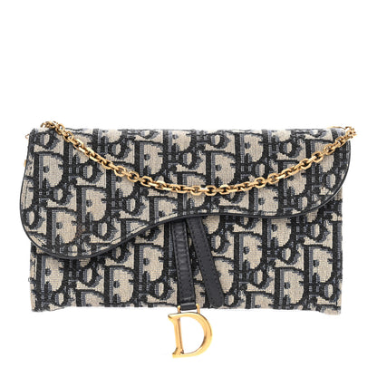 Christian Dior Oblique Saddle Chain Long Wallet Blue 1 of 12
