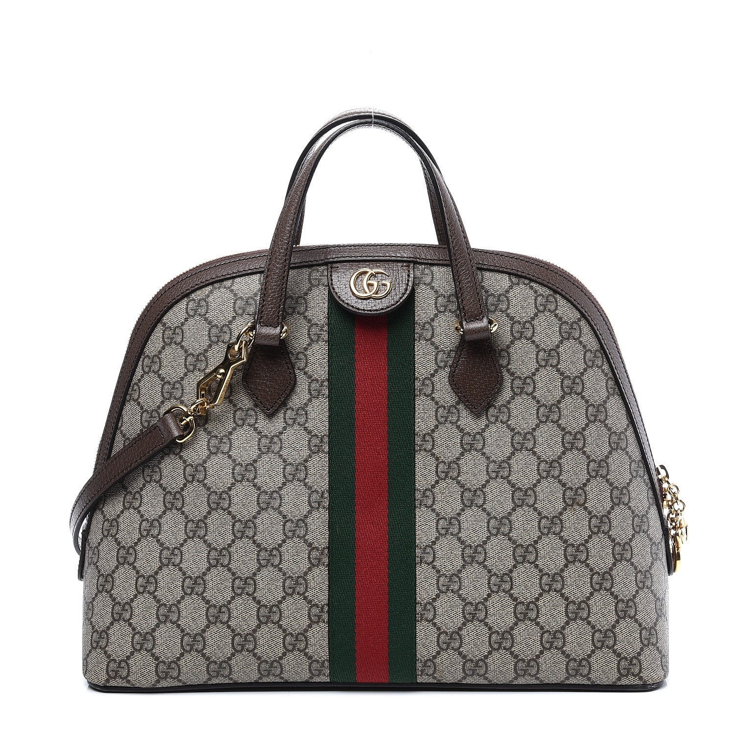 Gucci GG Supreme Monogram Web Medium Ophidia Top Handle Dome Bag Brown 1 of 12
