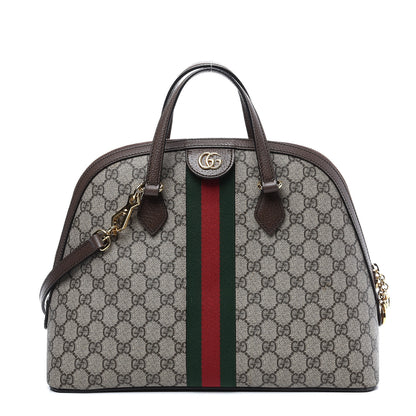 Gucci GG Supreme Monogram Web Medium Ophidia Top Handle Dome Bag Brown 1 of 12
