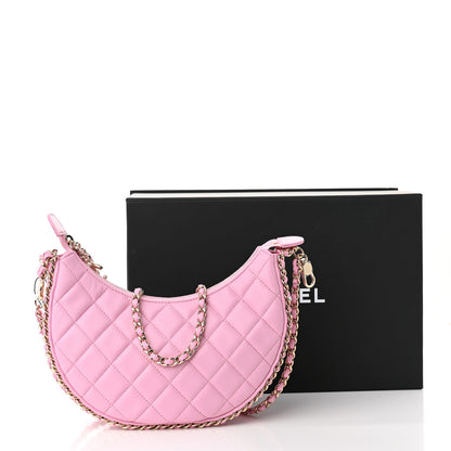 Chanel Lambskin Quilted Small Hobo Bag Pink 11 of 11