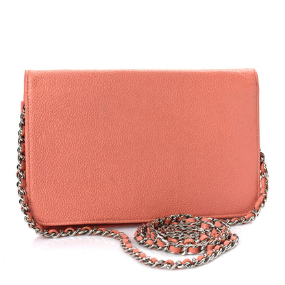 Chanel Caviar Timeless CC Wallet On Chain WOC Coral 3 of 17