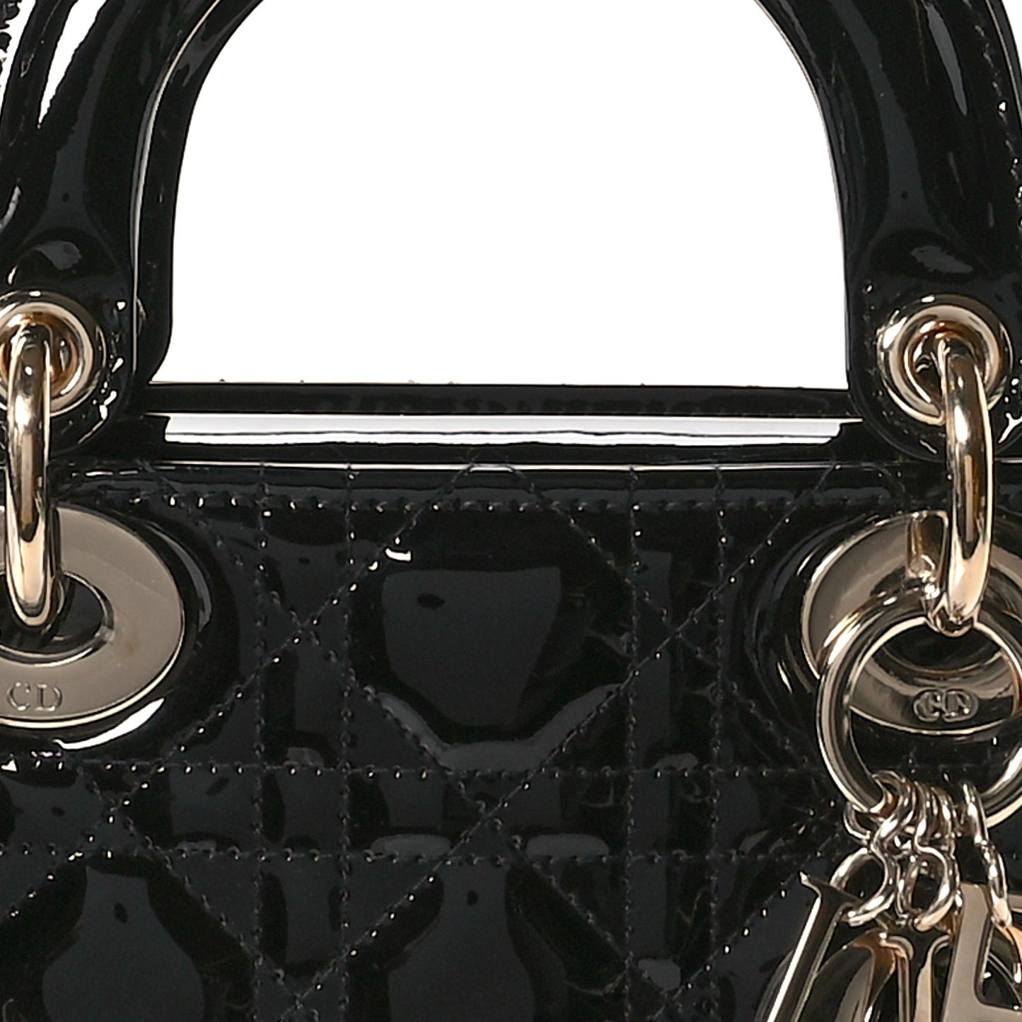 Patent Cannage Mini Lady Dior Black