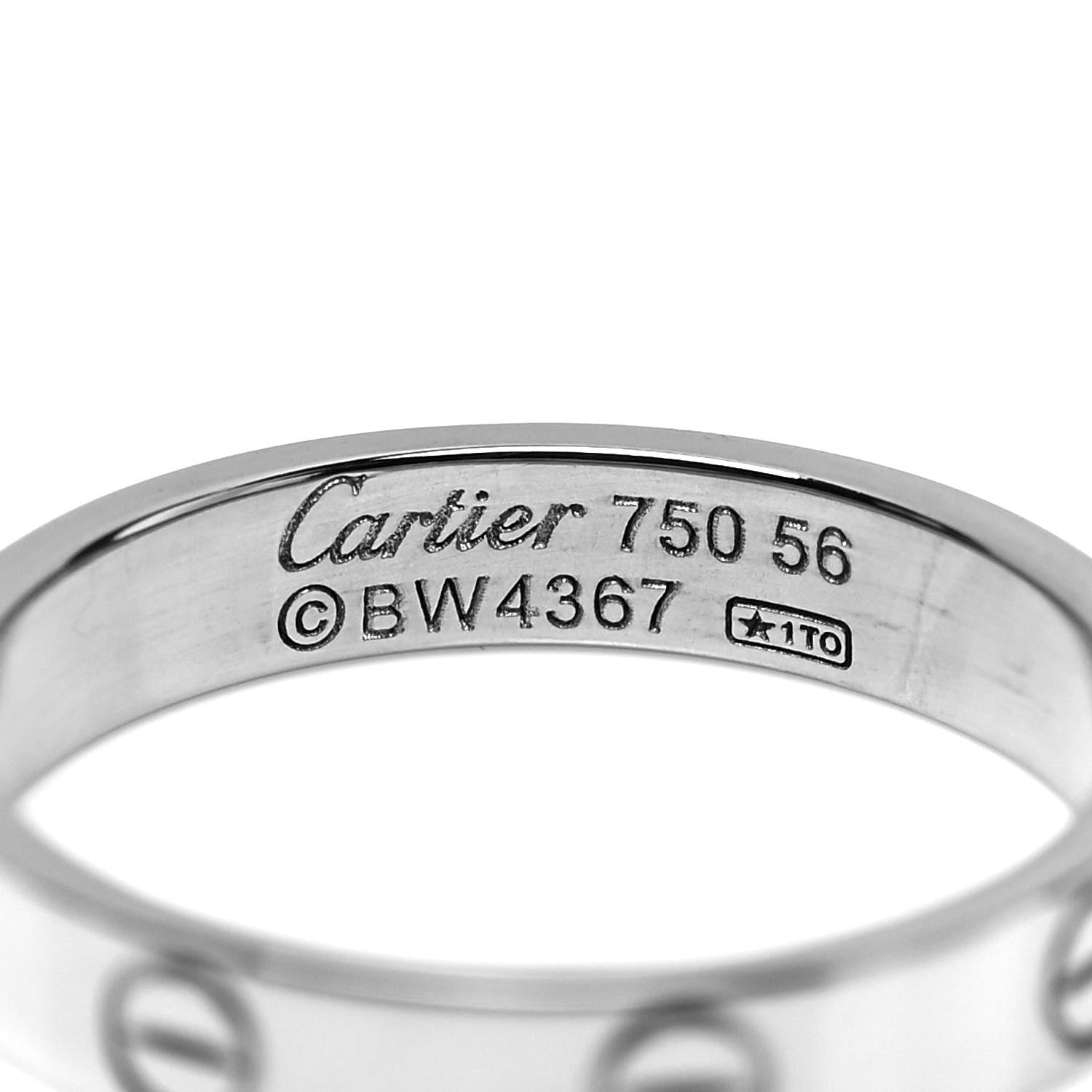 Cartier 18K White Gold 3.5mm LOVE Wedding Band Ring 56 7.75 4 of 4