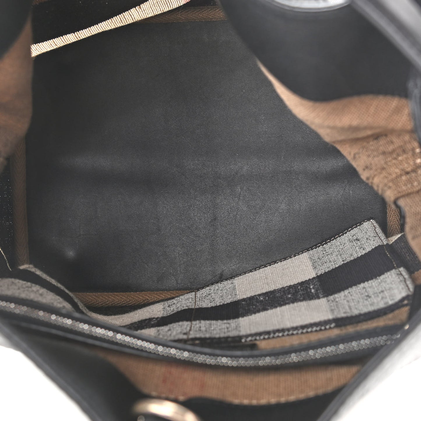 Grainy Calfskin Canvas Mega Check Medium Ashby Tassel Hobo Black