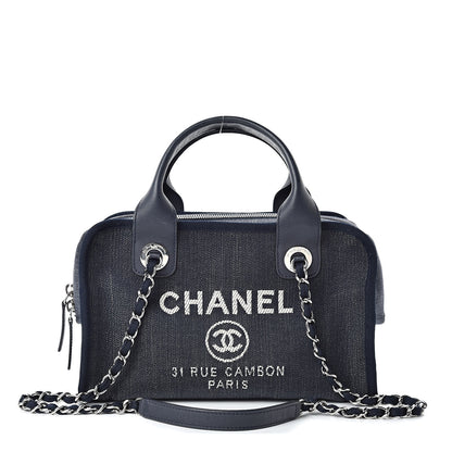 Chanel Denim Deauville Bowling Bag Dark Blue 1 of 11