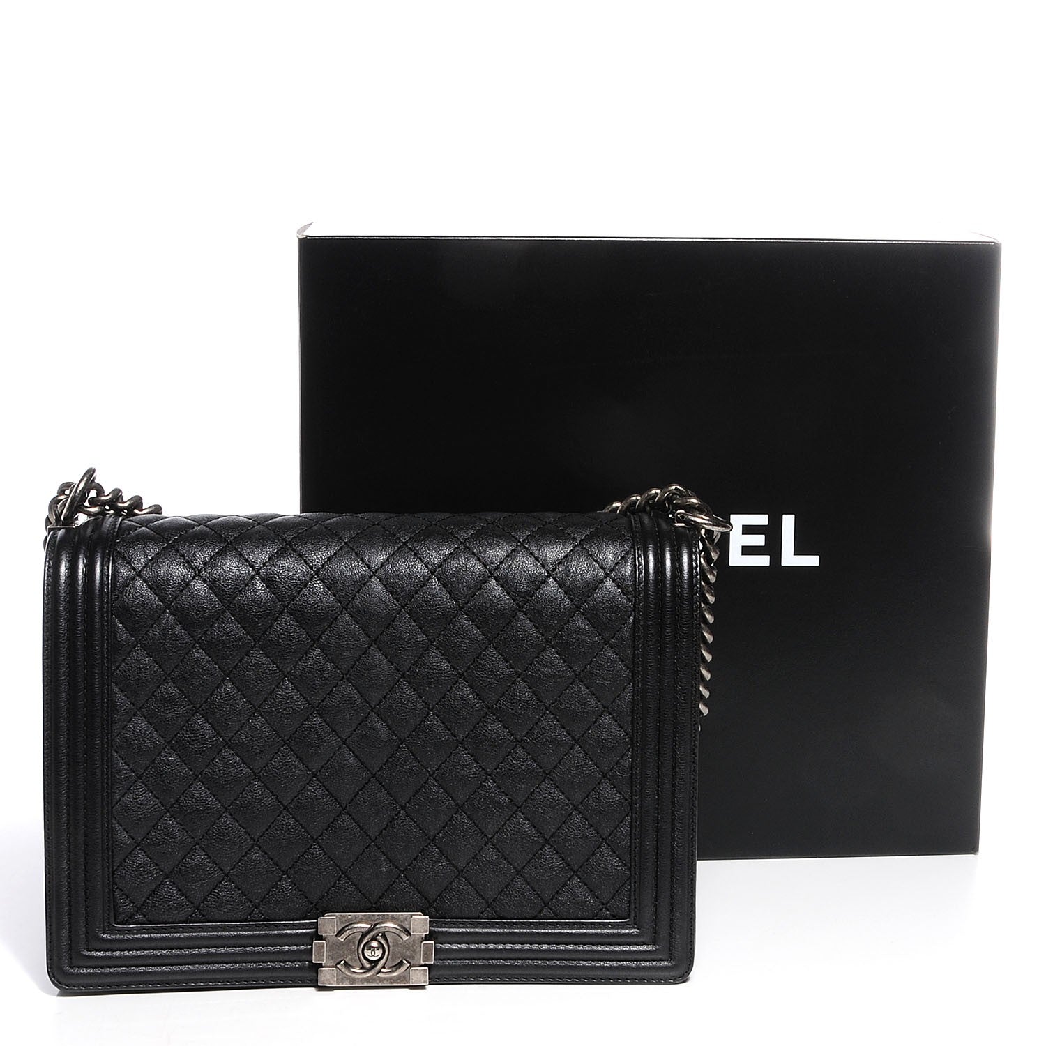 Chanel Metallic Calfskin Quilted Large Boy Flap Black 5 of 9