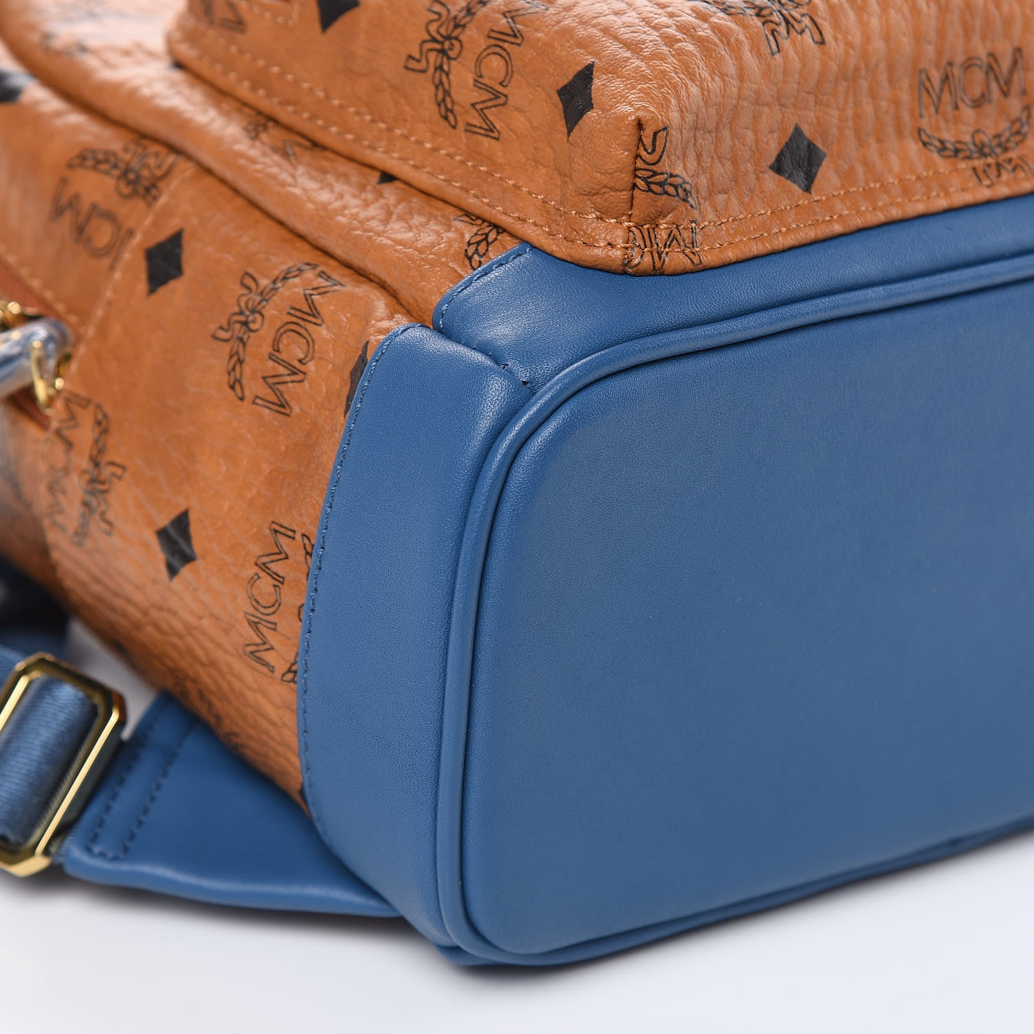 MCM Visetos Mini Stark Backpack Cognac Slate Blue 8 of 9