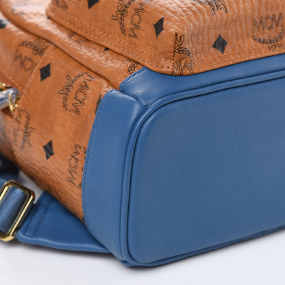 MCM Visetos Mini Stark Backpack Cognac Slate Blue 8 of 9