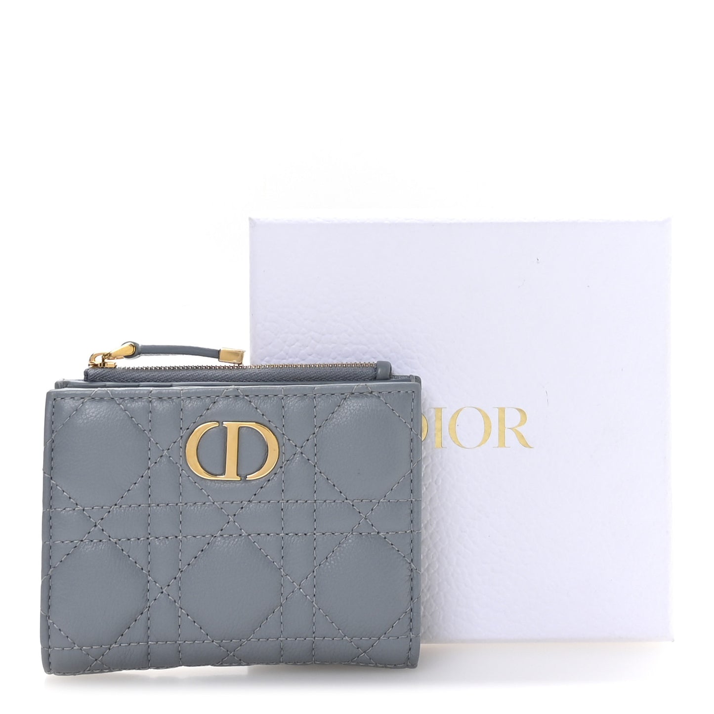 Grained Calfskin Supple Cannage Caro Dahlia Wallet Cloud Blue