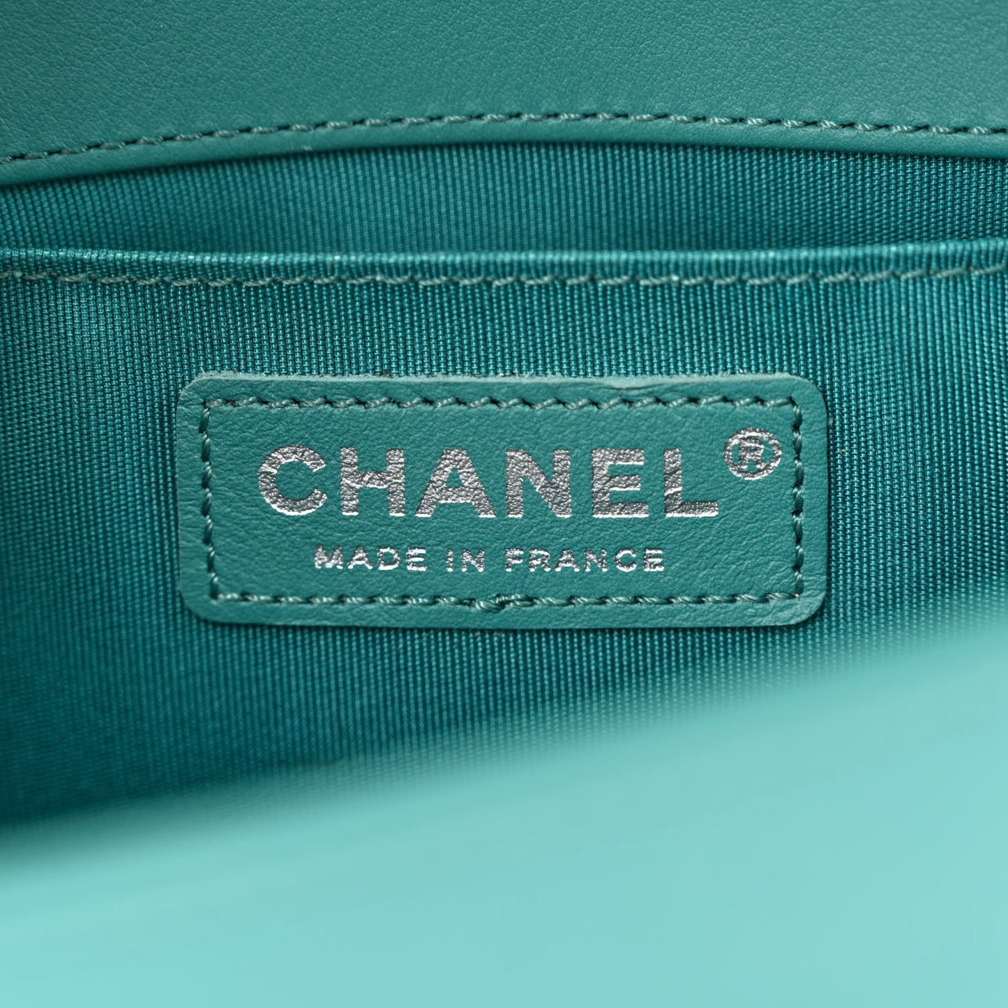 Calfskin Quilted Small Boy Flap Turquoise