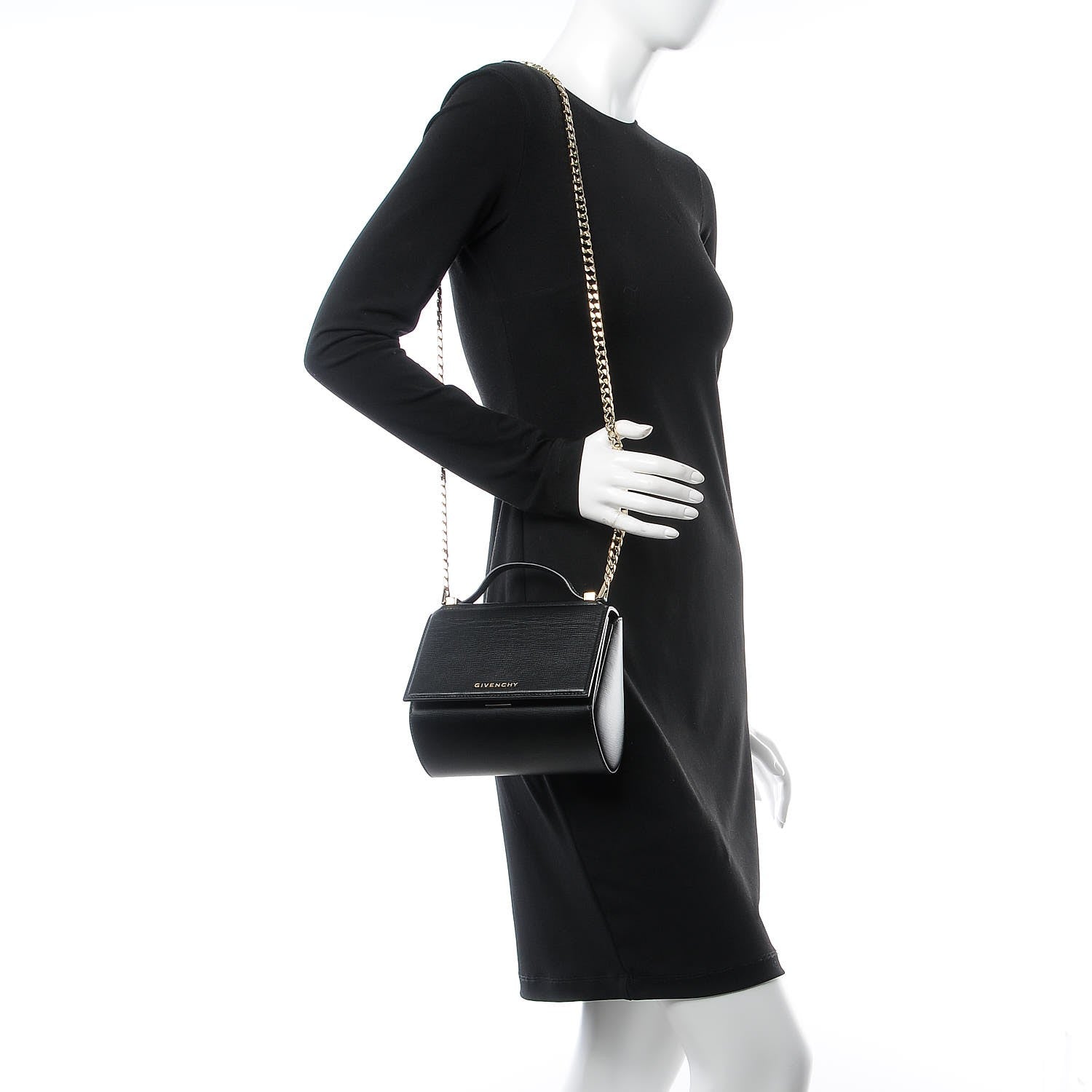 Givenchy Textured Calfskin Mini Pandora Box Chain Crossbody Bag Black 2 of 7