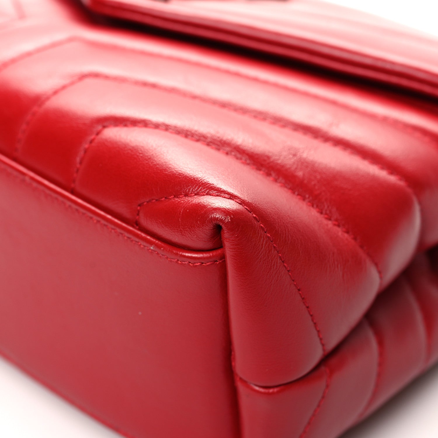 Saint Laurent Calfskin Y Quilted Monogram Small Loulou Chain Satchel Lipstick Red 10 of 12